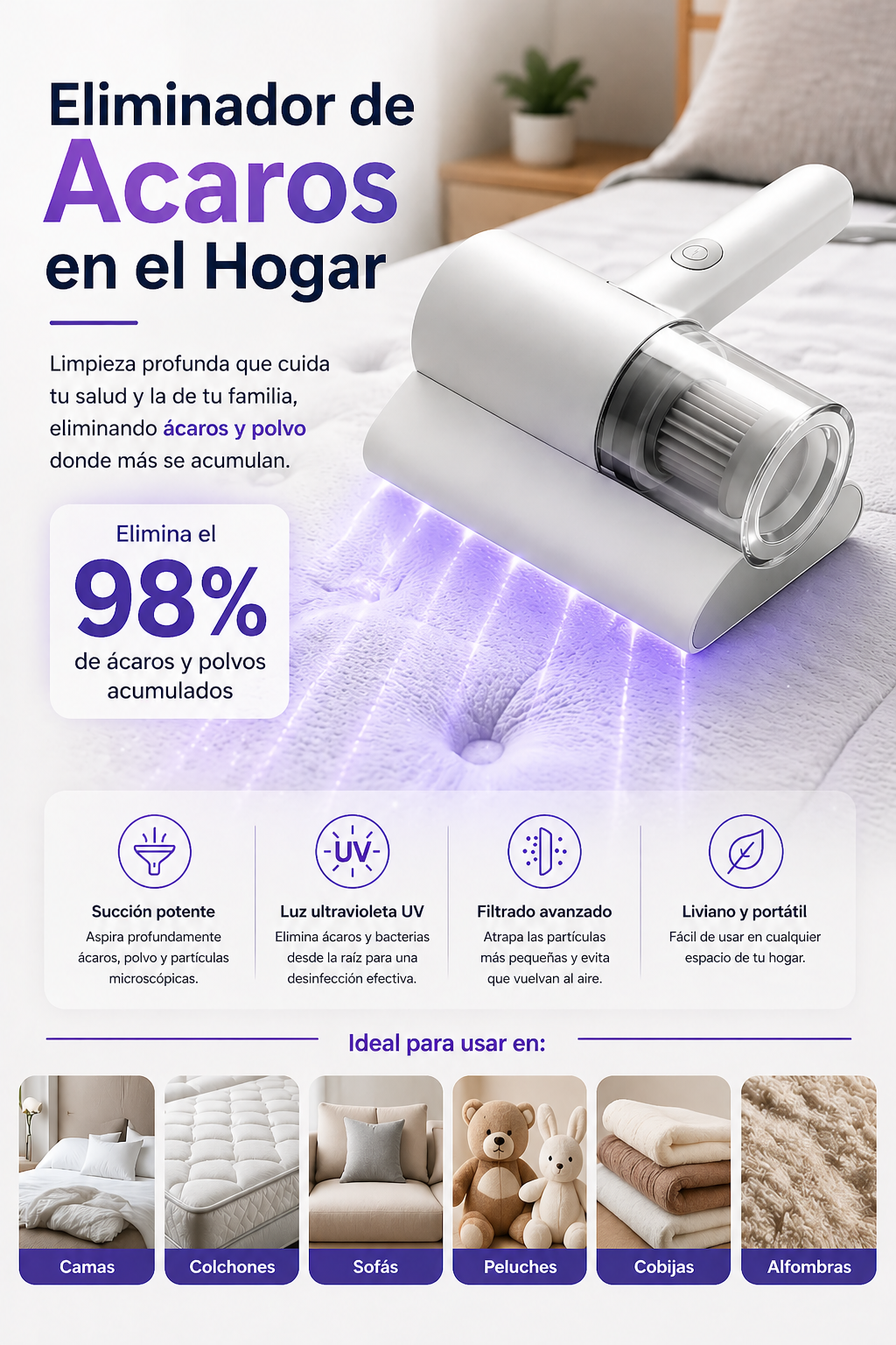Eliminador De acaros Portátil